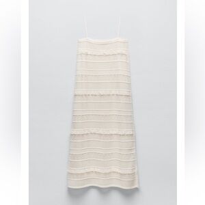 Zara Pointelle Knit Long Dress Size L